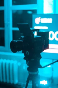 video camera on a tripod for homemade porn production