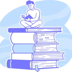 A person sitting on a stack of books, available at an adult bookstore in the adult industry.