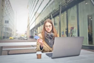 woman unhappy with credit card purchase