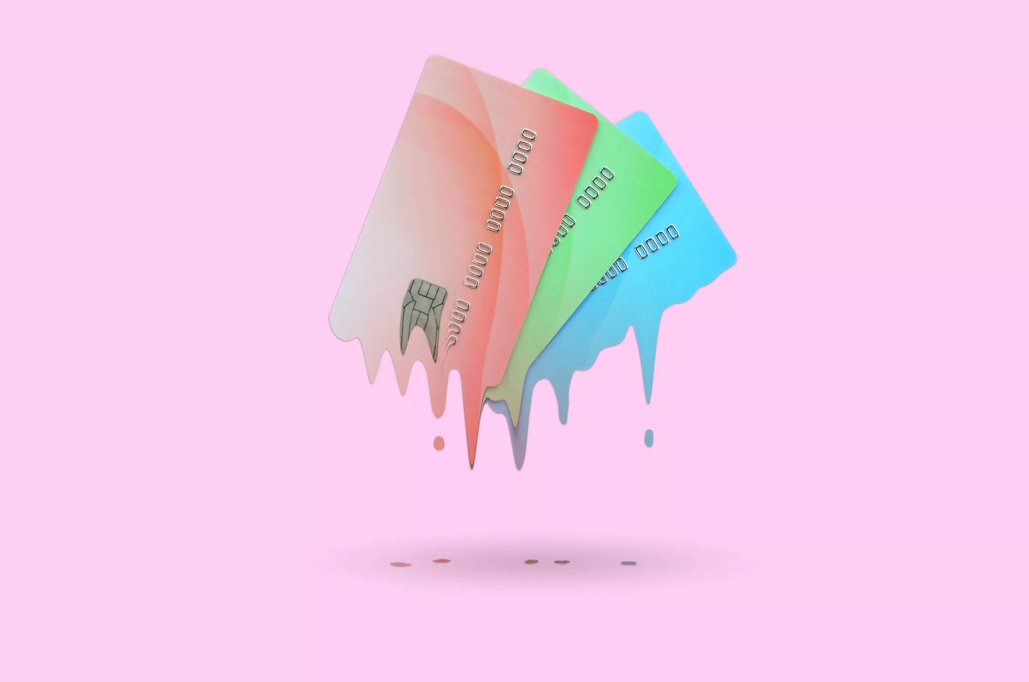 multicolor melting credit cards that have credit card processing fees