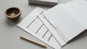 small business financial planning outline financial paperwork on a desk with a pencil