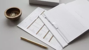 financial paperwork on a desk with a pencil
