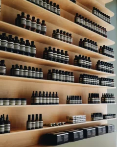 product bottles sitting on a shelf ready to be sourced and shipped