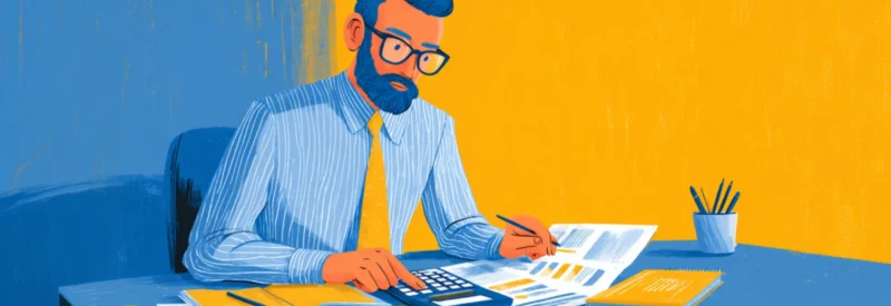 Man calculating startup costs for business