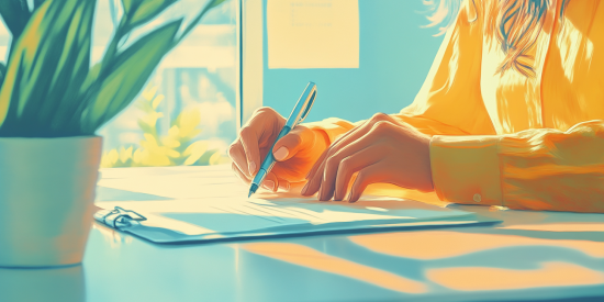 Merchant looking at business loan terms on desk