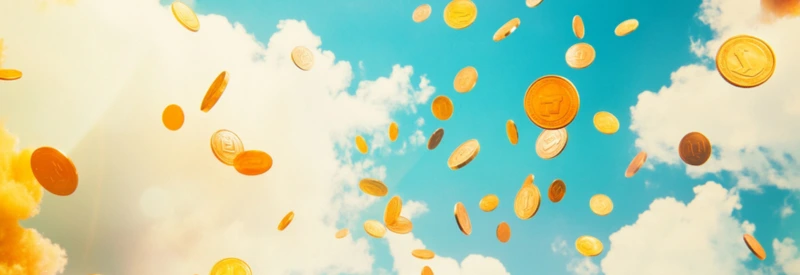 money falling out of the sky symbolizing business forecasting