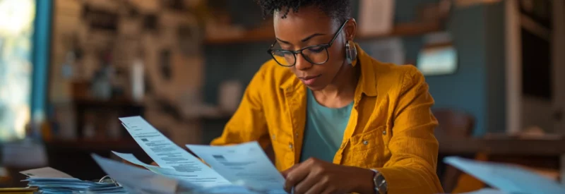 Business owner checking financial charges and business fees