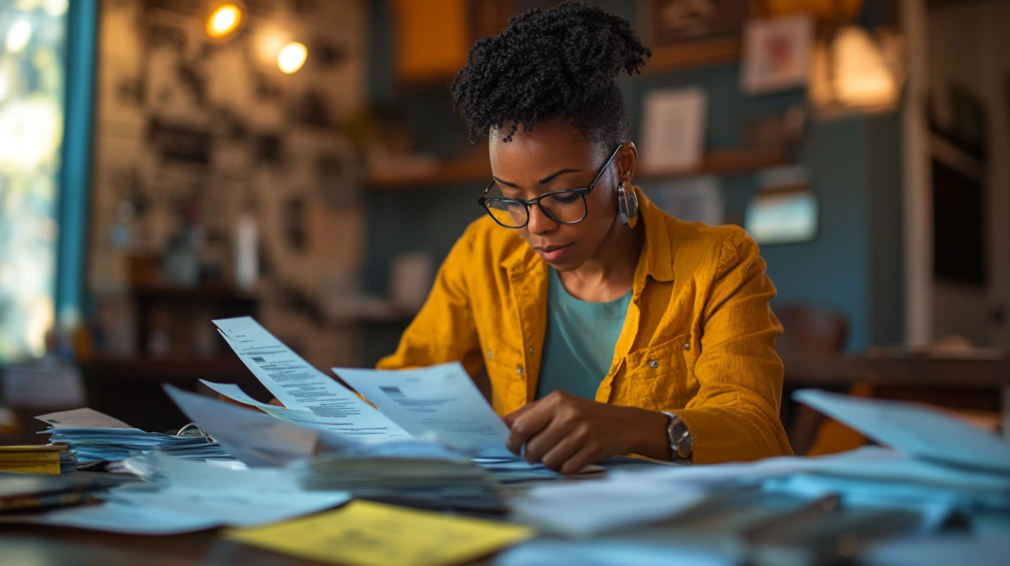 Business owner checking financial charges and business fees