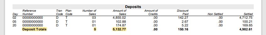 merchant statement deposit summary example