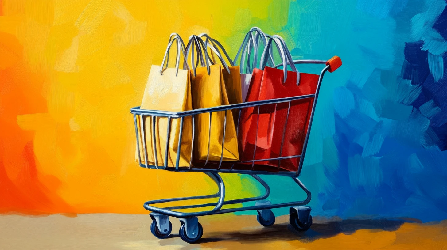 Shopping cart with shopping bags