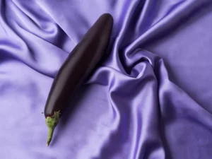 eggplant on silk sheets - sell sex toys online