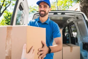 delivery man delivering the box you should use if you are selling sex toys online