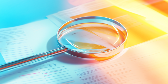 Magnifying glass over law documents for business compliance