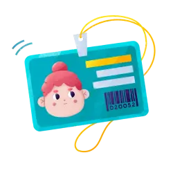 A blue tag with a merchant's face that's a merchant ID.