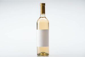 bottle of white wine with a white label