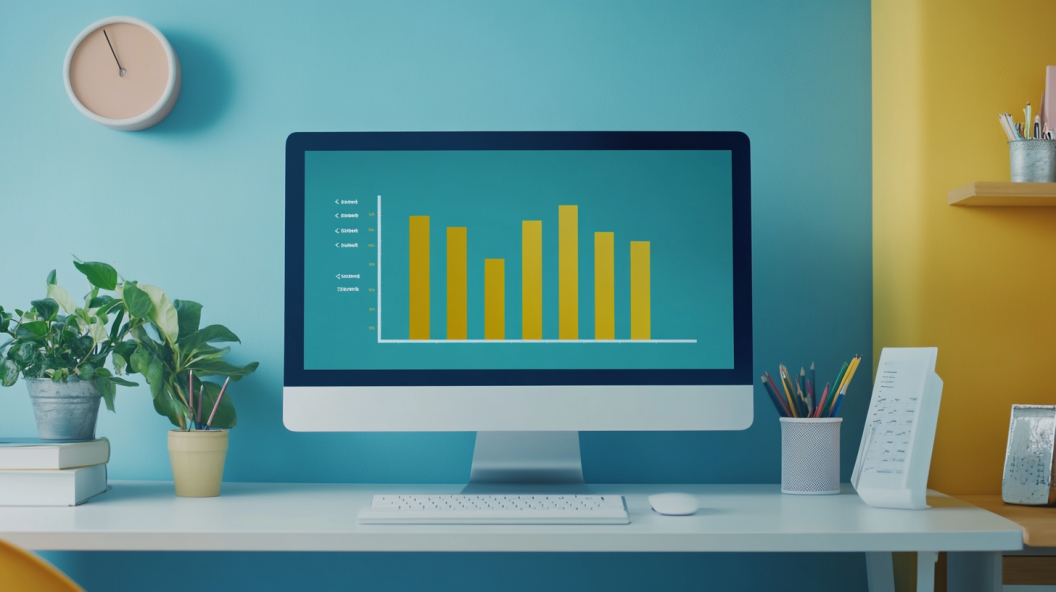 Credit score trend graph on computer