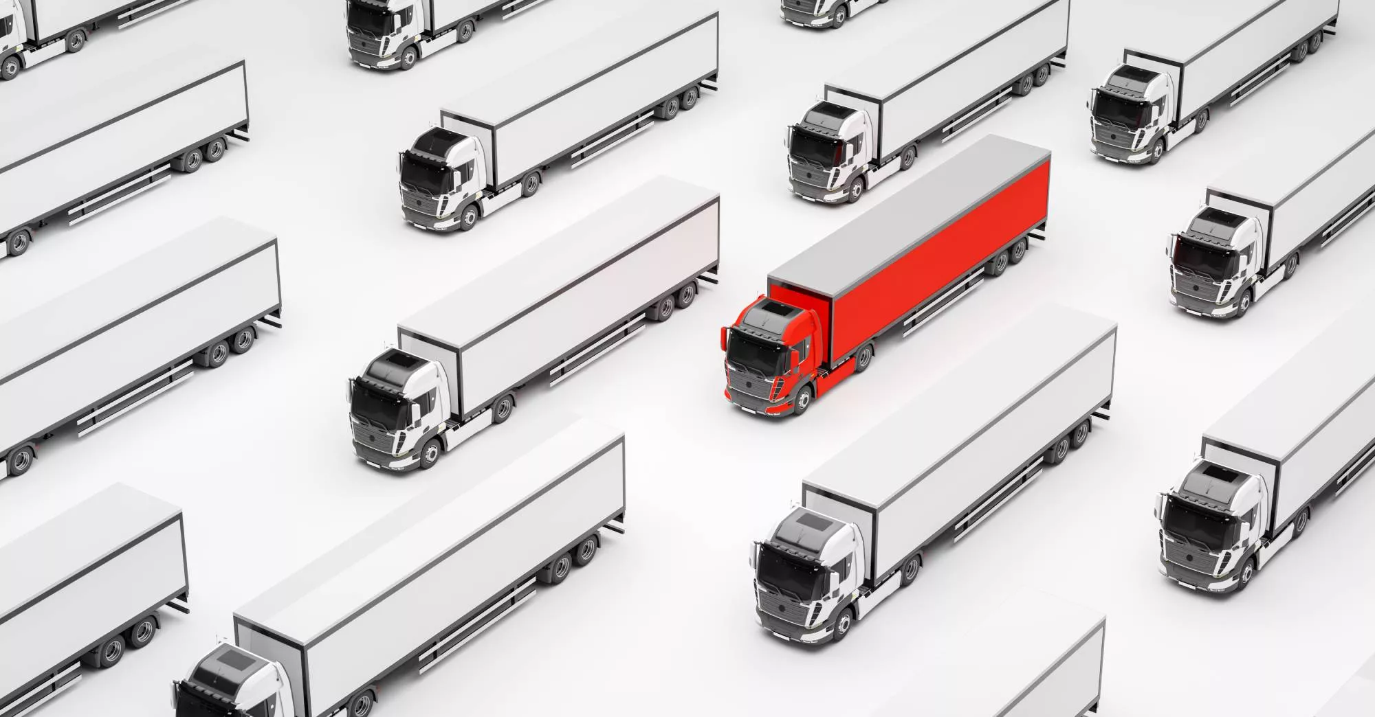 white and red truck against white background symbolizing how to start a trucking company