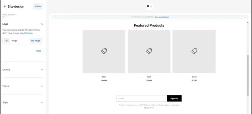 square up's easy website builder interface
