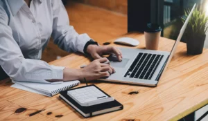 Woman looking up the 5 Cs of credit