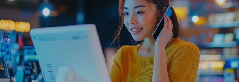 business owner processing payment on pos with moto