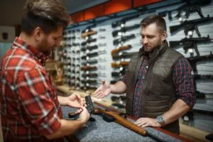 a gun seller who followed ffl transfer rules selling a gun to a customer at a gun shop