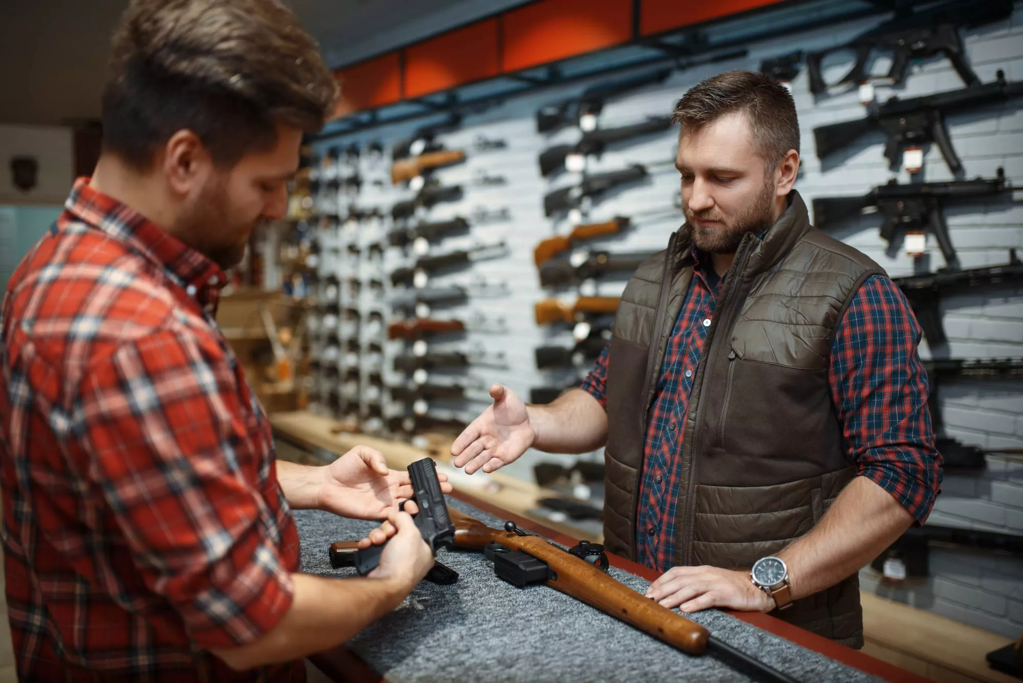 man buying a firearm