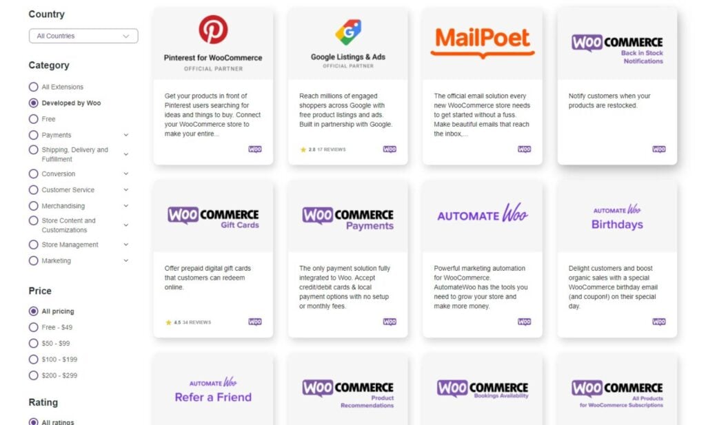 WooCommerce's website builder integration interface