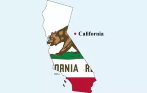 the state of California with California state flag representing an FFL in California