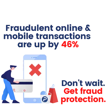 Graphic showcasing a statistic about the increase of fraudulent mobile and online transactions