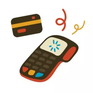 graphic of a credit card and credit card reader comparing Square vs SumUp