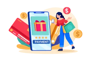 woman shopping on a mobile app with shop now pay later