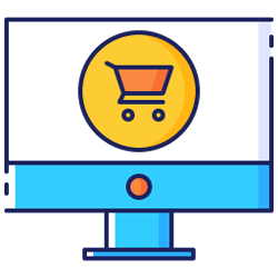 Computer screen with a shopping cart using a payment gateway.