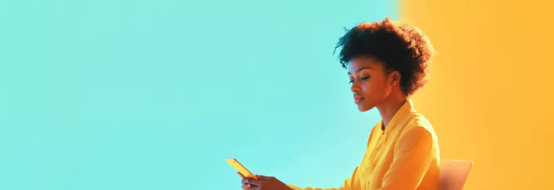 Lady doing check truncation on phone