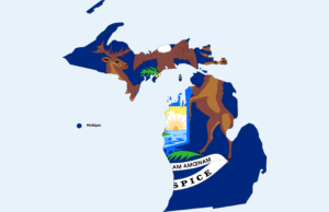 state of Michigan with state flag where you can get an FFL in Michigan