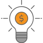 Graphic of a light bulb representing a method to detect counterfeit money: using a counterfeit banknote detection pen