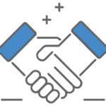 Graphic of two people shaking hands to represent getting a credit builder loan to improve your Experian credit score