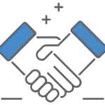 Graphic of two people shaking hands to represent getting a credit builder loan to improve your Experian credit score