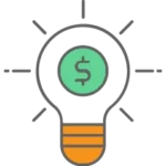 Graphic of a light bulb with a dollar sign representing an idea to increase your Experian credit score: lower your credit utilization