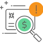 Graphic of a magnifying glass tracking your Experian business credit score in order to improve it