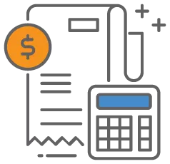 Graphic of a calculator and receipt representing Splitit's easy payment terms