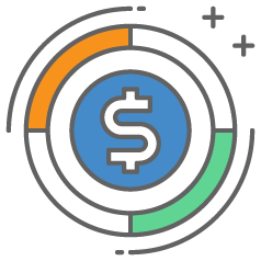 Graphic of a dollar sign representing zero fees or interest when using Splitit