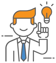 Graphic of a man with a lightbulb representing the benefits of starting a lash business