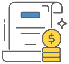 Graphic of an application and gold coins symbolizing how applying for a loan and paying it off can help improve your business credit score