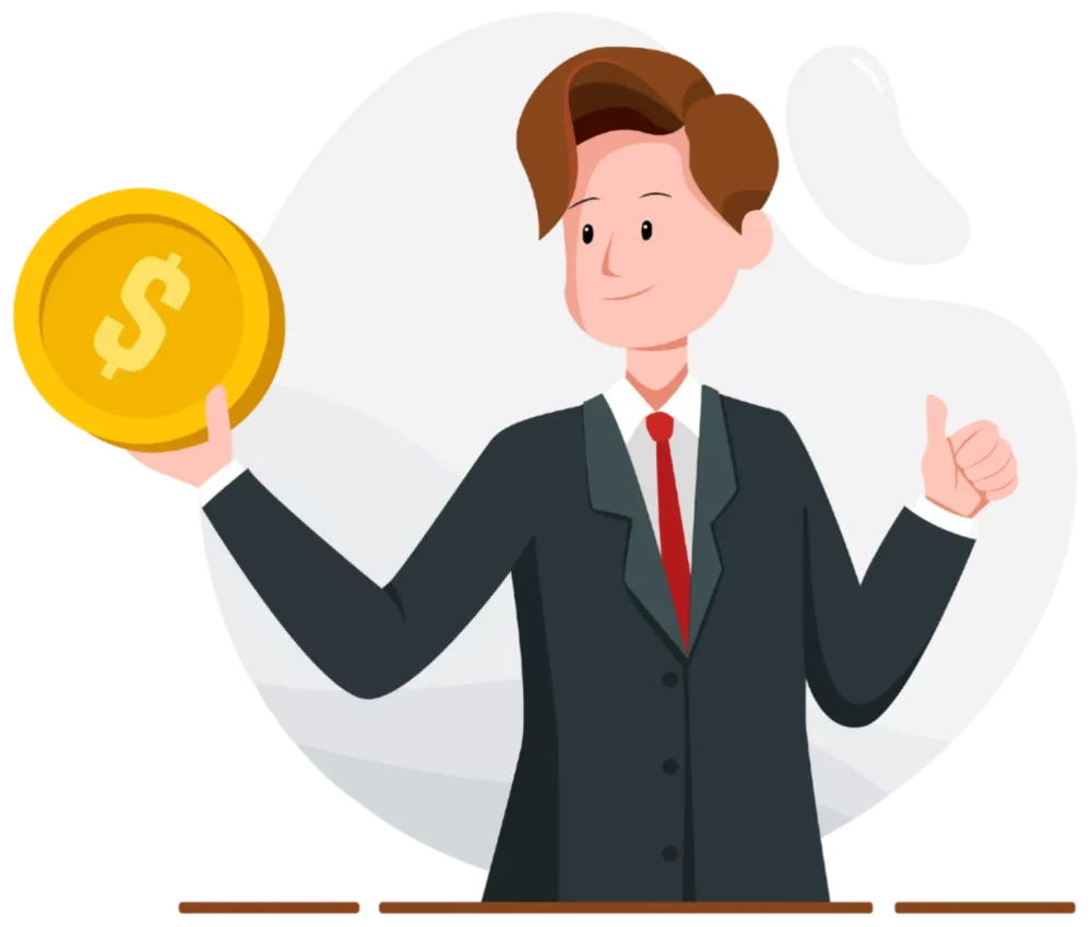 businessman wearing a suit with business funding holding a coin after paydex score lookup