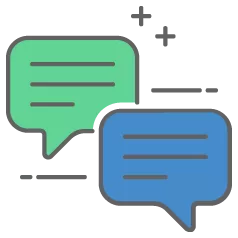 icon of speech balloons representing clear communication while creating a credit policy