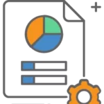 illustration of document with charts and a gear icon to show that a credit builder loan makes equifax scoring accurate