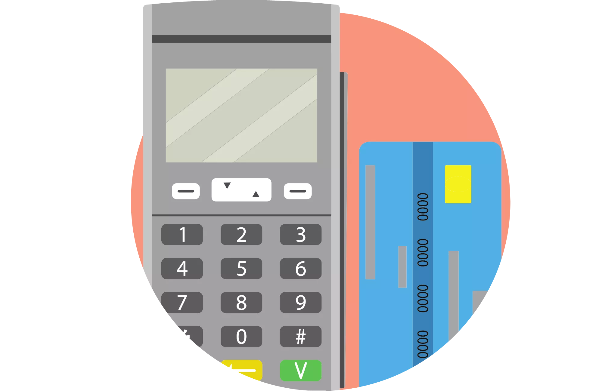 graphic of a credit card terminal used during a credit card processing outage