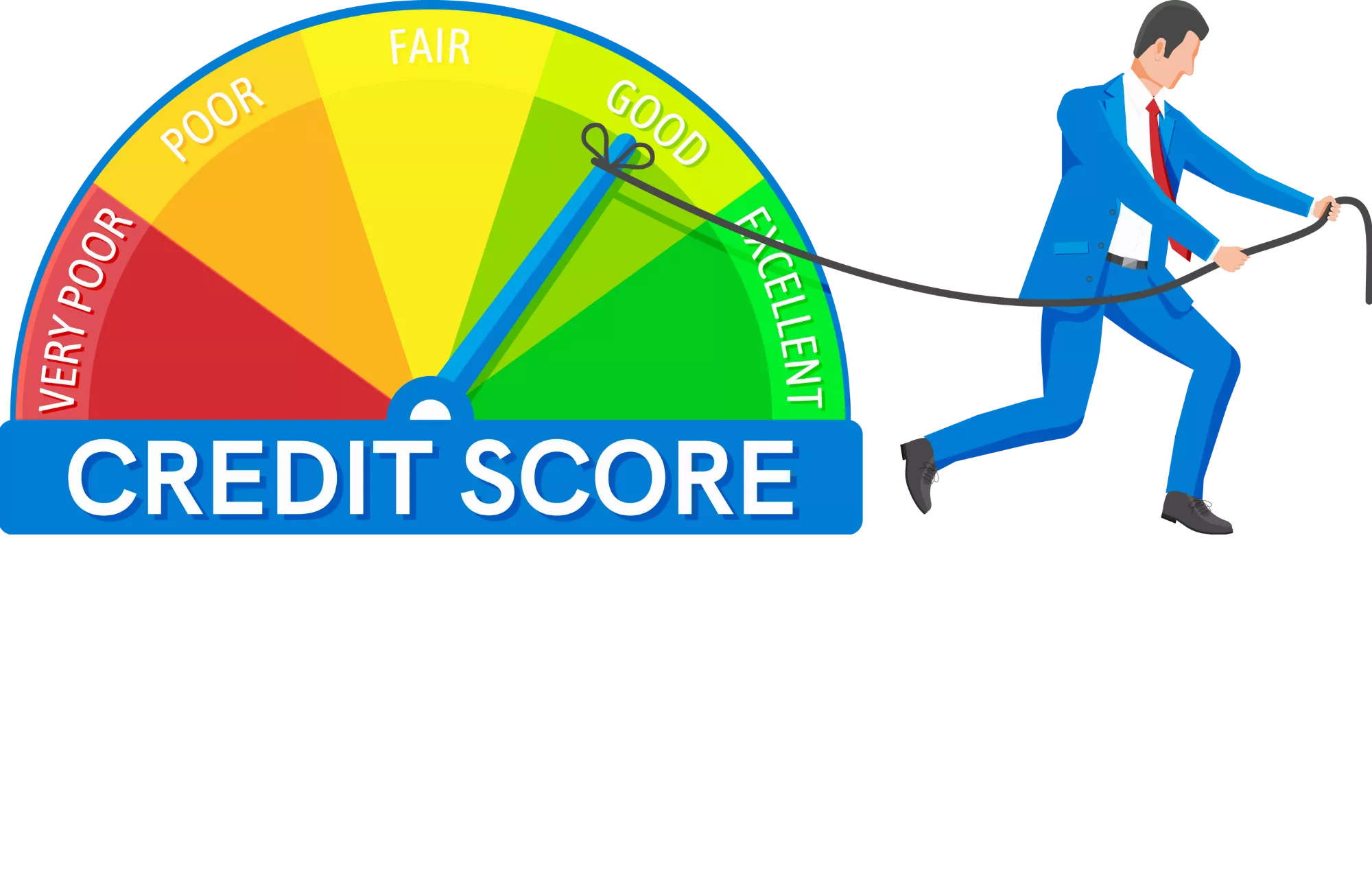 graphic of a man in a suit pulling his credit score up after a soft credit inquiry