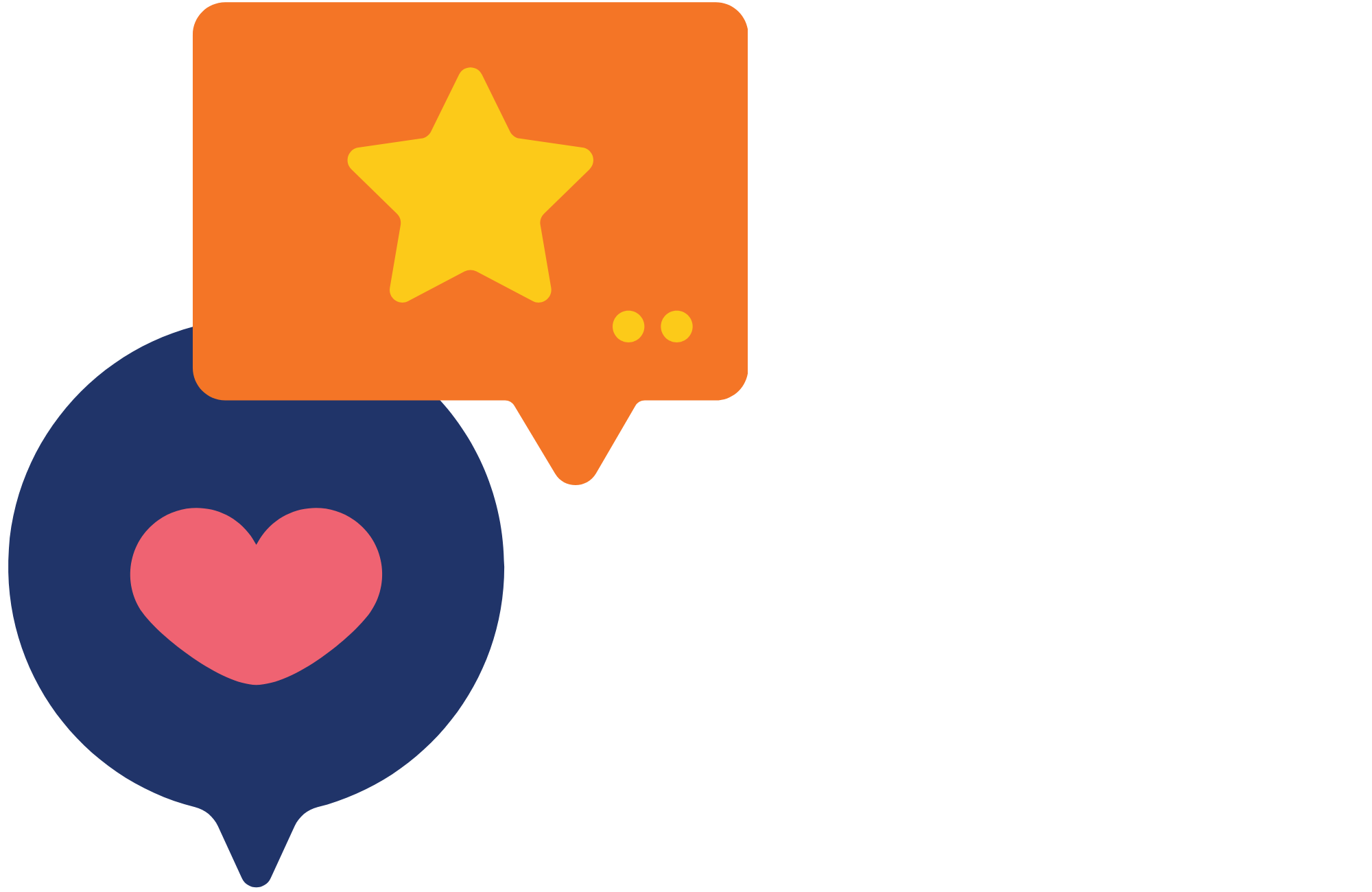graphic of a star and heart speech bubble for customer review about transunion