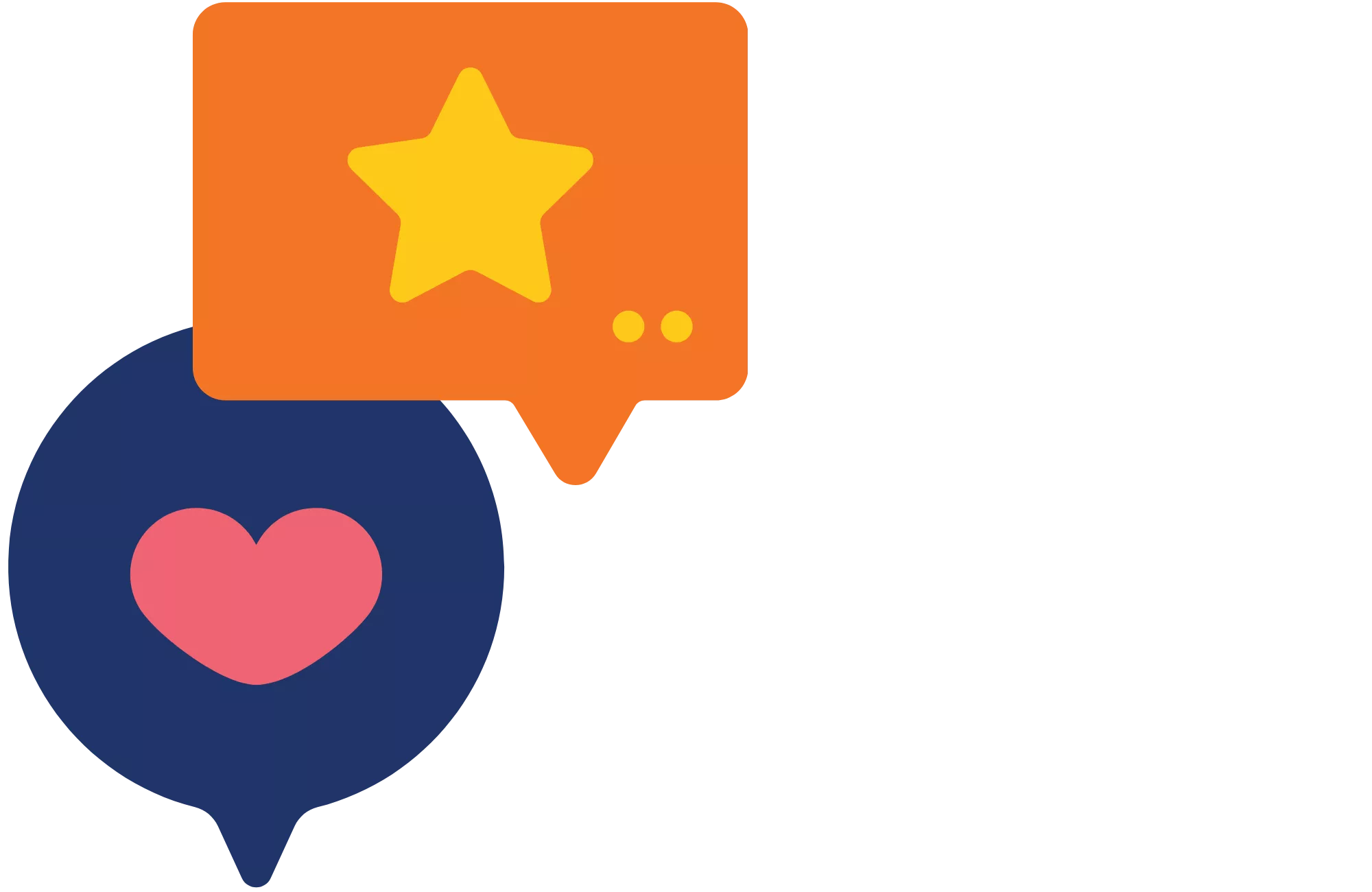 graphic of a star and heart speech bubble for customer review about transunion